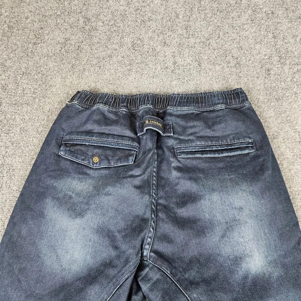 Zanerobe Sureshot Jogger Pants Mens 32 Dark Blue Faded Slim Fit Drawstring Denim